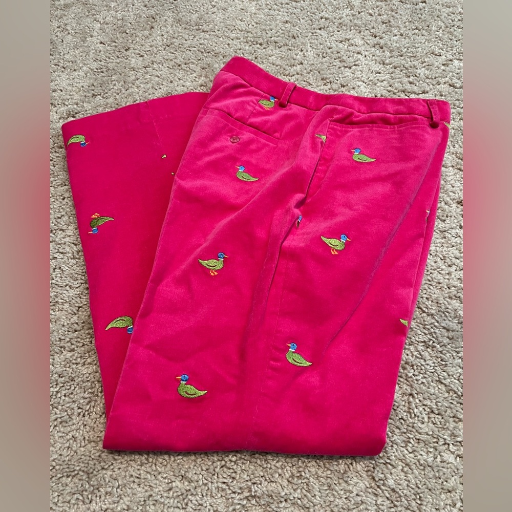 Lilly Pulitzer size 8 Bright pink Corduroy with Embroidered Ducks